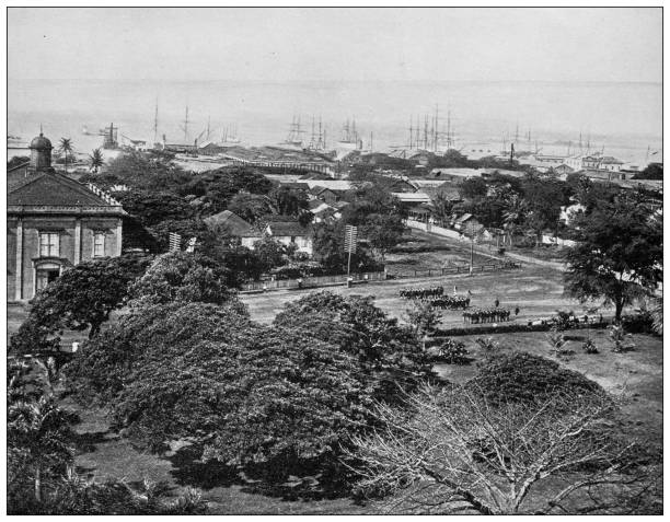 istock Hawaii, antique photo: Troops drilling, Government square 1644001064