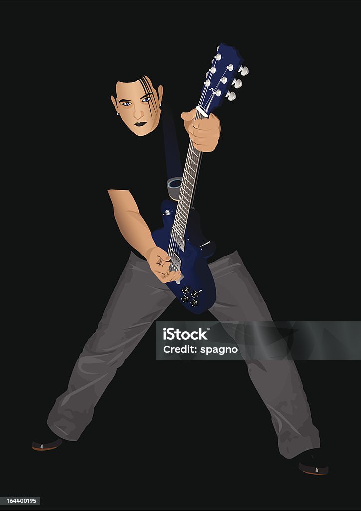 Guitar player Dark guitar player rocking on his guitar. Classic Rock stock vector