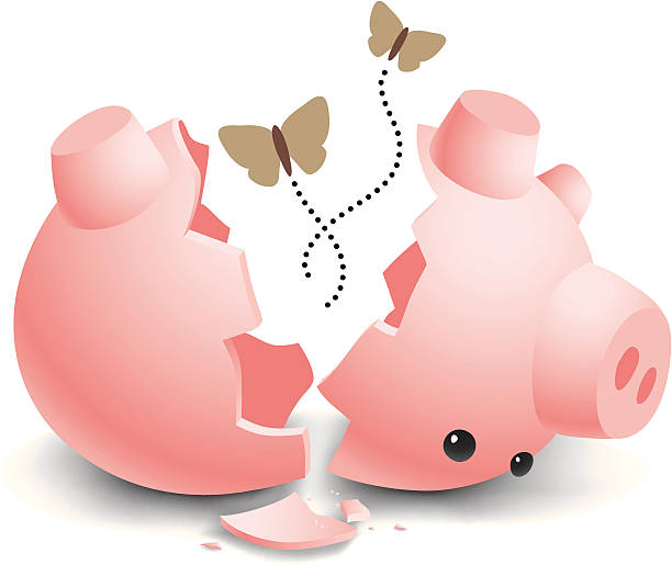 Empty Broken Piggy Bank Stock Illustration - Download Image Now - Piggy Bank,  Broken, No People - iStock