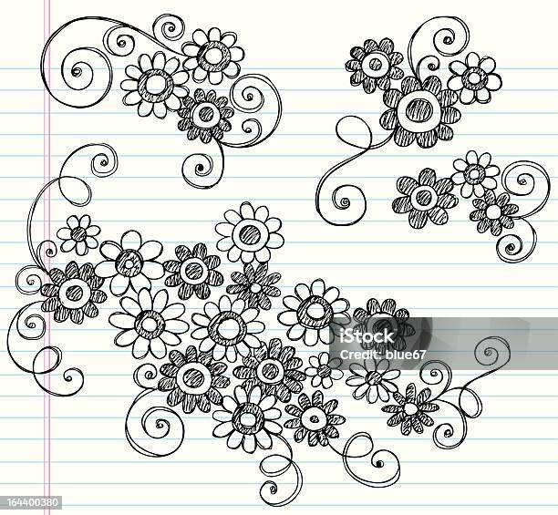 Vetores de Mão Desenhada Flores Manual De Rascunhos E Rabiscos e mais imagens de Caderno de Anotação