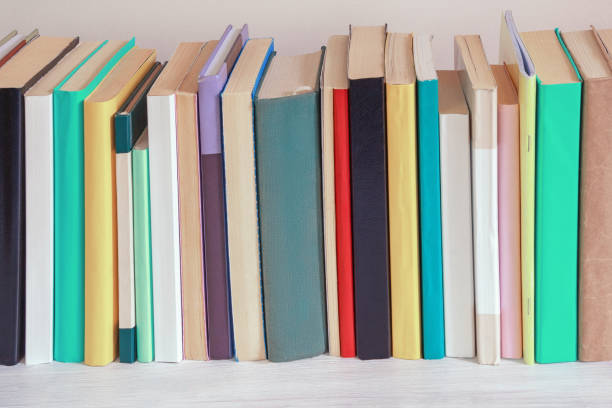 istock Different colorful books on bookshelf. Copy space 1644004888