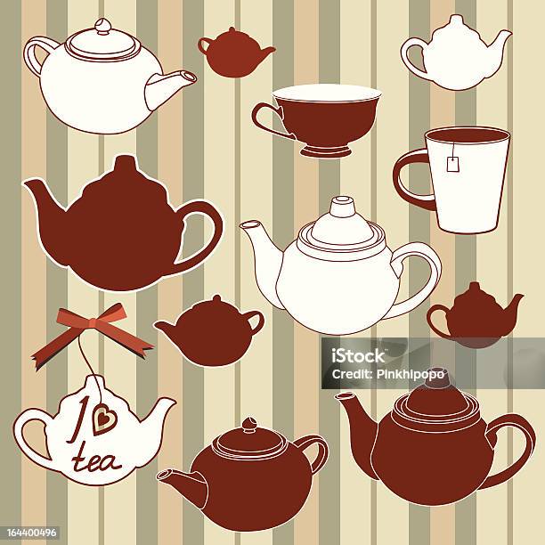 Teapots E Chávenas - Arte vetorial de stock e mais imagens de Arte - Arte, Arte e Artesanato - Arte visual, Arte, Cultura e Espetáculo