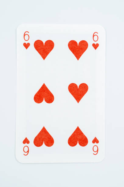 Six of hearts on white background.