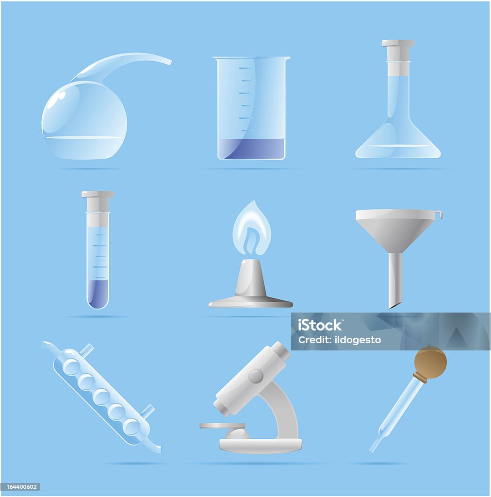 Iconos de laboratorio químico - arte vectorial de Frasco cónico libre de derechos