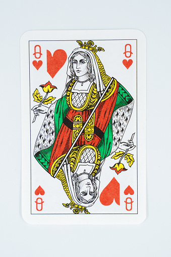 Queen of hearts on white background.