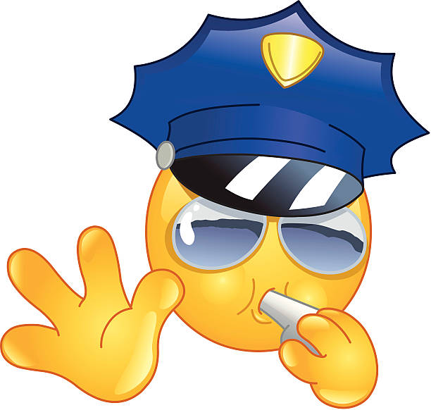 Policeman emoticon vector art illustration