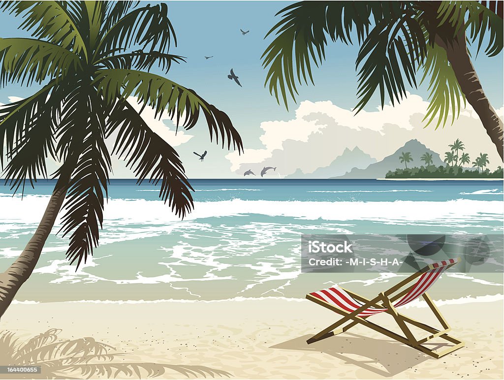 Sur la plage d'Hawaï - clipart vectoriel de Plage libre de droits