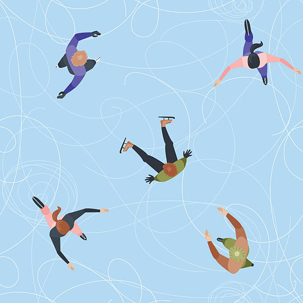 Seamless Ice rink top view Seamless pattern with skating people. Use it to tiling fill in your illustrator swatches panel. figure skating stock illustrations