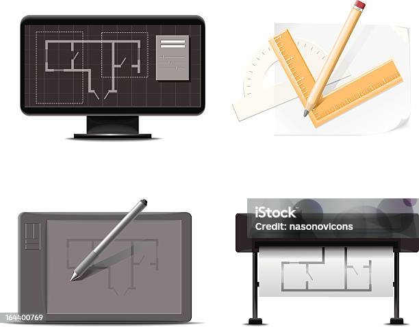 Desenhos De Instrumentos - Arte vetorial de stock e mais imagens de Conjunto de ícones - Conjunto de ícones, Impressora de Formato Grande, Caneta