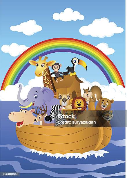 Arca Di Noè - Immagini vettoriali stock e altre immagini di Arca di Noè - Arca di Noè, Arcobaleno, Illustrazione