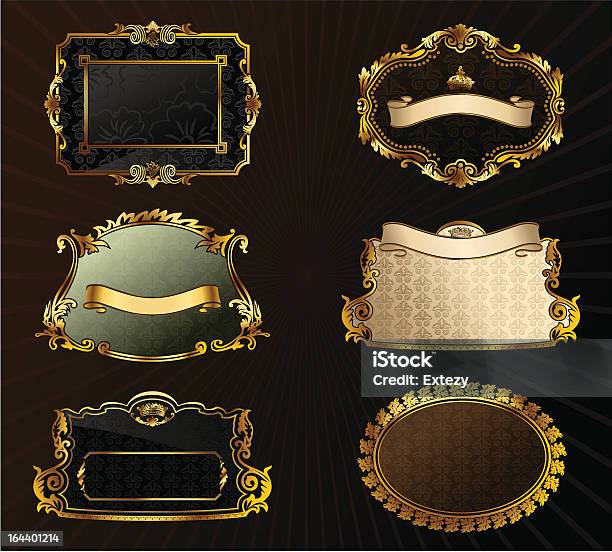 Vector Vintage Set Gold Frames Decorative Labels Stock Illustration - Download Image Now - Antique, Art, Arts Culture and Entertainment