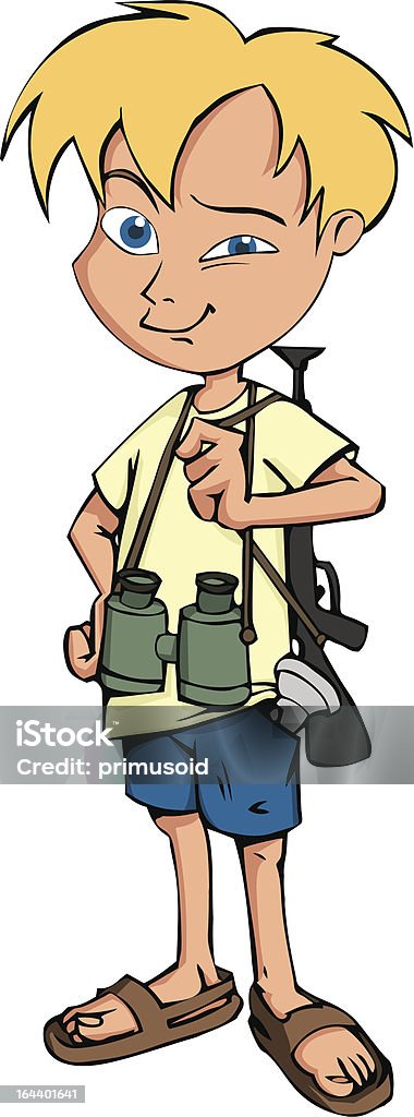 少年、双眼鏡、トーイ武器 - 14歳から15歳のロイヤリティフリーベクトルアート