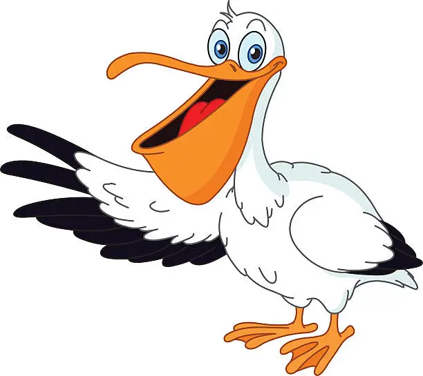Vector illustration of A cartoon drawing of a pelican
