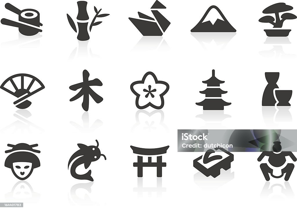 Japanische Kultur Symbole - Lizenzfrei Icon Vektorgrafik