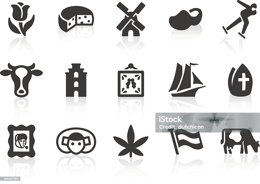 Dutch Culture icons "Monochromatic Dutch culture related vector icons for your design or application. Raw style. Files included: vector EPS, JPG, PNG." Icon Symbol stock vector