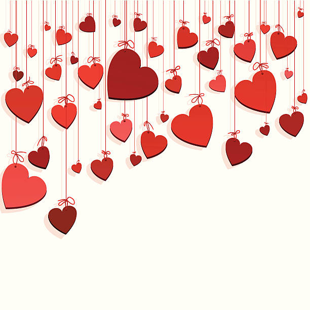 Hearts hanging on the ropes vector art illustration