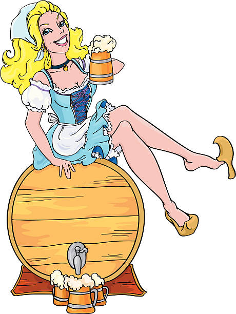 Beer Fest girl A vector illustration of girl in dirndl dress pics of dirndl skirt stock illustrations
