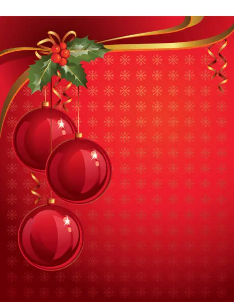 Vector illustration of Vertical red christmas backdrop