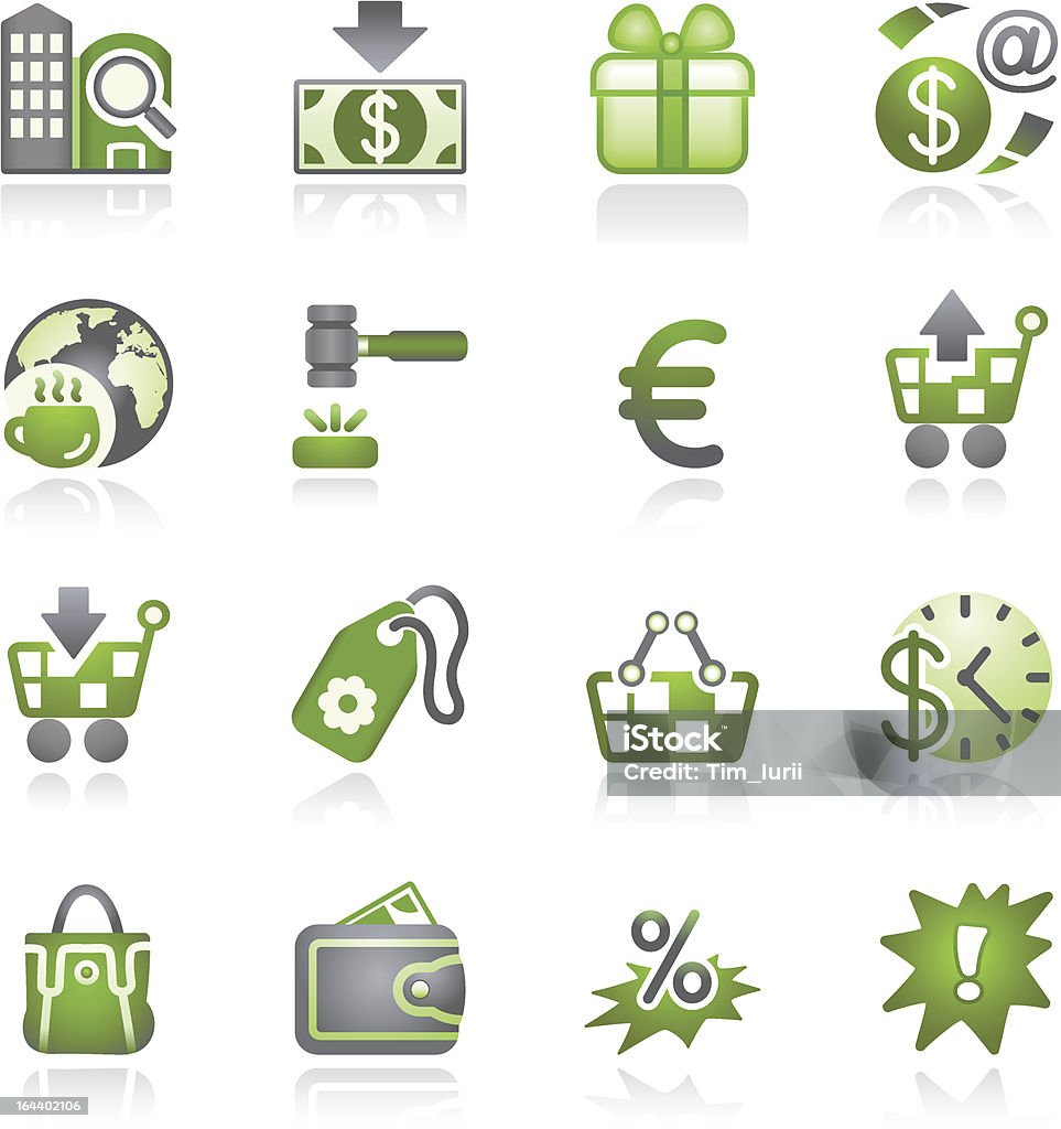 Commerce ikony. Szary i zielony serii. - Grafika wektorowa royalty-free (Banknot)