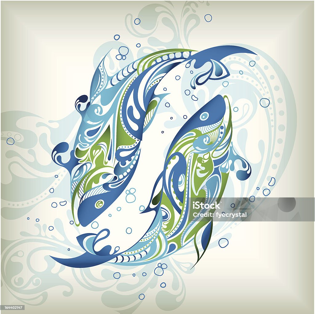 Zodiac Pisces Vector of the 12 Constellations - Pisces. Abstract stock vector