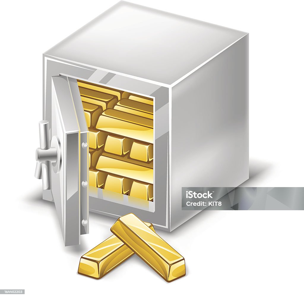 Aberto seguro com gold ingots - Vetor de Amarelo royalty-free