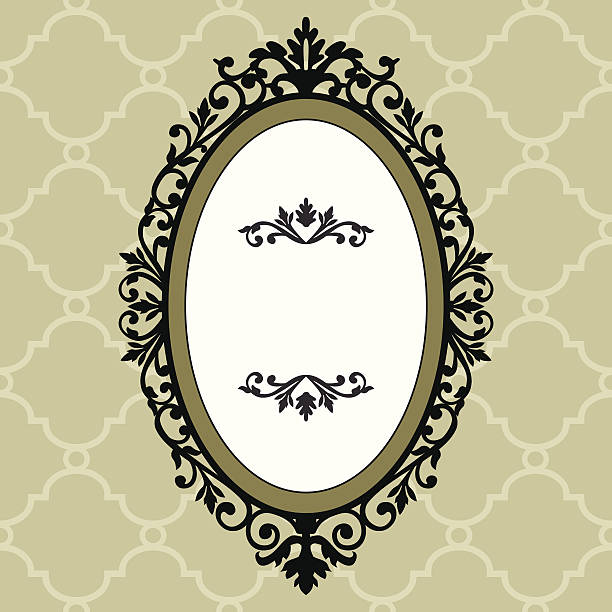 An old vintage frame with decorative highlights Illustration of an ornate and decorative frame on the retro background, full scalable vector graphic for easy editing and color change, included Eps v8 and 300 dpi JPG picture frame frame ellipse black stock illustrations