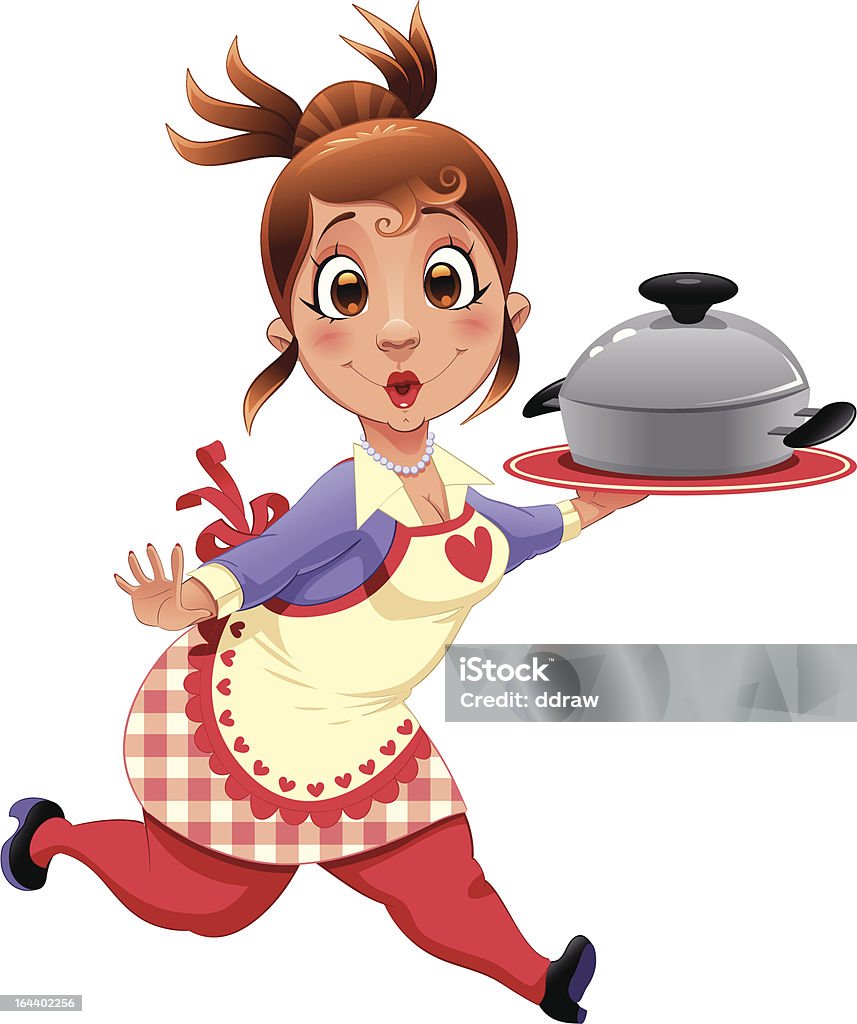 Housewife with pot.  Apron stock vector