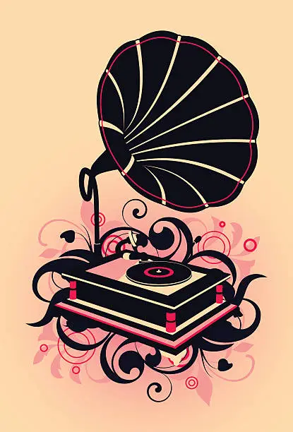 Vector illustration of abstract with gramophone