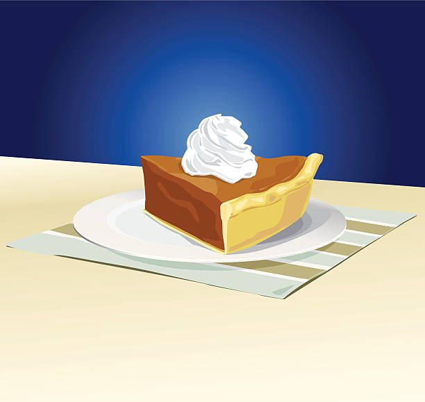 Una porción de tarta de calabaza con crema batida - ilustración de arte vectorial