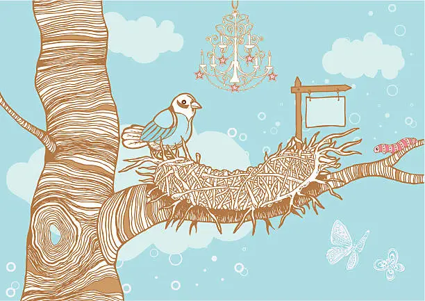 Vector illustration of Happy Nesting