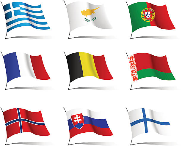 Set of European Flags. vector art illustration