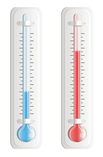 Termómetro. Temperatura quente e fria. Vector. - ilustração de arte vetorial