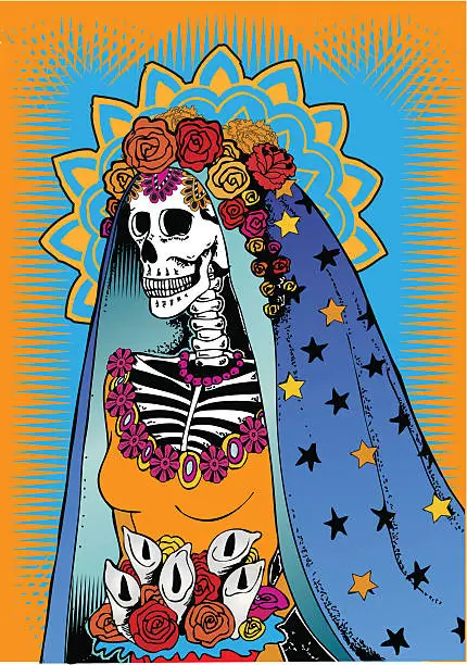 Vector illustration of Catrina from Day of the Dead celebration.