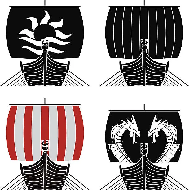 Vector illustration of viking ships