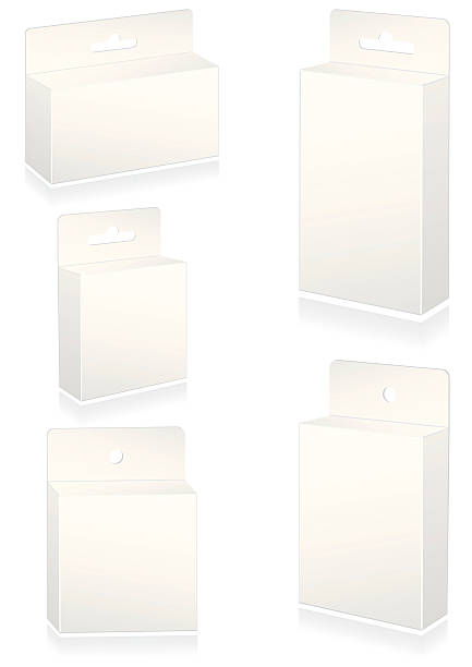 Vector illustration set of blank retail boxes with hang slot. vector art illustration