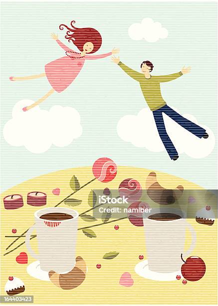 Летающий Lovers — стоковая векторная графика и другие изображения на тему Бессмысленный рисунок - Бессмысленный рисунок, Валентинка, Векторная графика