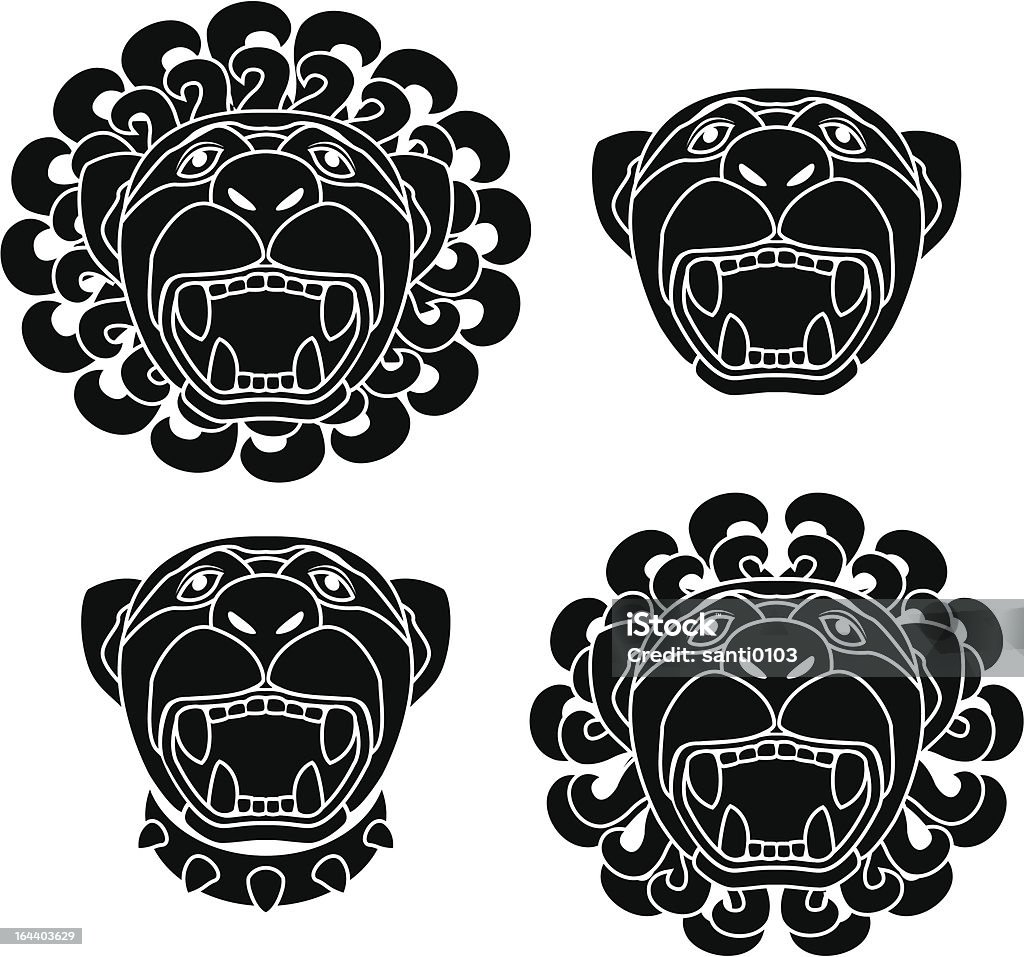 set di leone snouts - arte vettoriale royalty-free di Aggressione