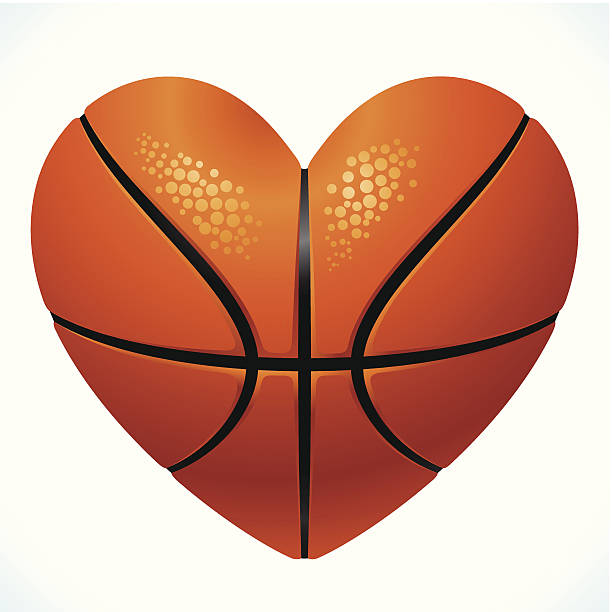 Ball for basketball in the shape of heart Vector symbol: Ball for basketball in the shape of heart heart shaped basketball stock illustrations