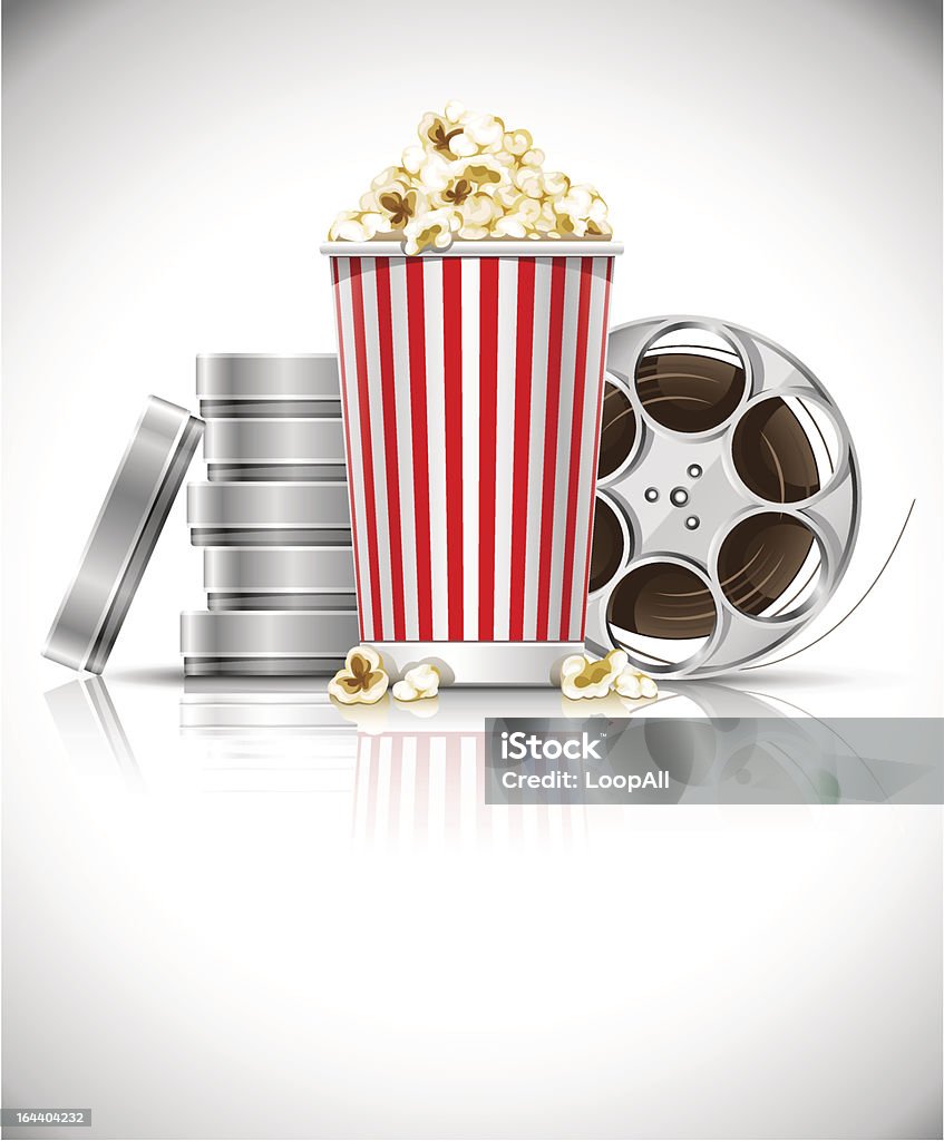 cinematograph in cinema films and popcorn cinematograph in cinema films and popcorn vector illustration Arts Culture and Entertainment stock vector