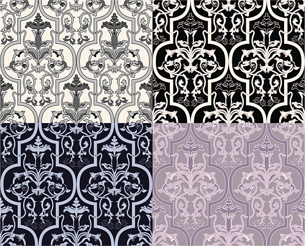 Damask seamless wallpaper vector art illustration