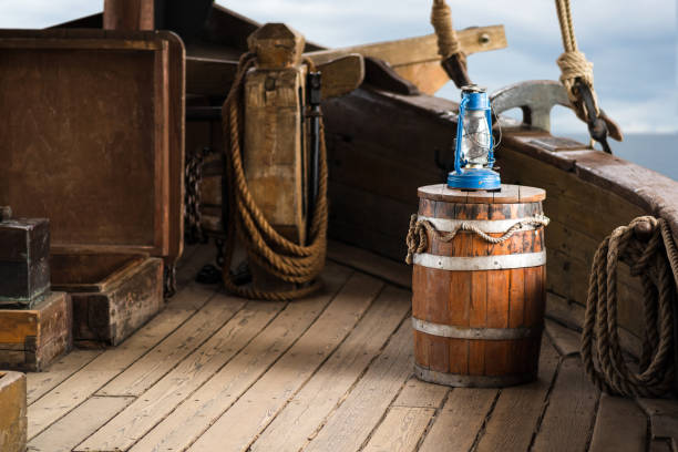 view on the deck of an old sailboat