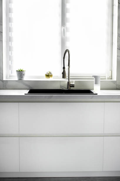 istock White scandinavian kitchen interior. A modern comfortable kitchen in a minimalist style. Interior design concept 1644048648