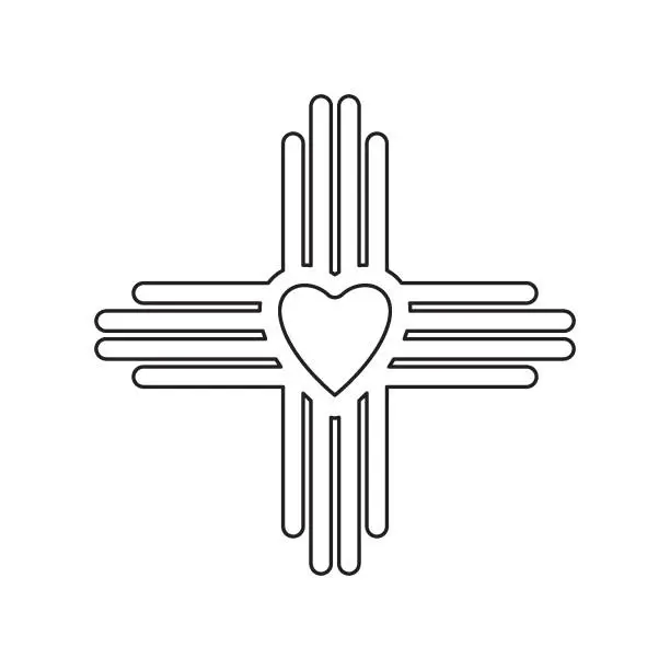 Vector illustration of Native Americans sun Zia symbol. Isolated vector icon
