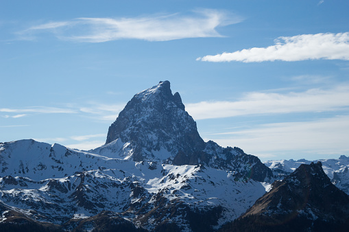 The Pic du Midi d'Ossau is a mountain located in the Pyrenees in the Béarnaise part of the Pyrénées-Atlantiques department