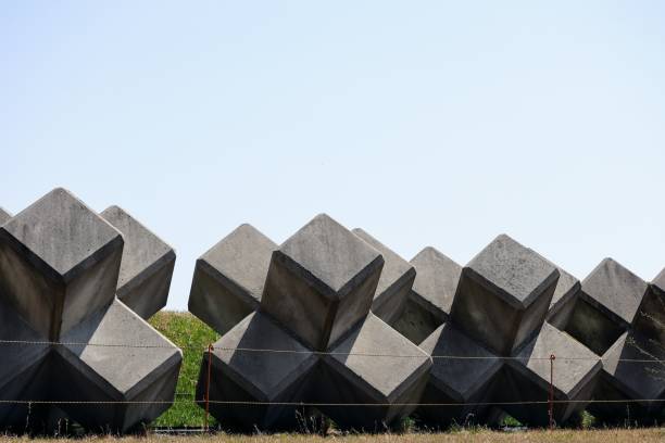Landscape photo of tetrapods and blue sky