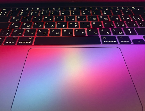 Photo of the MacBook keyboard with touchpad