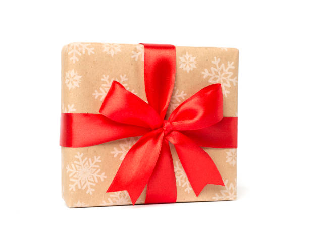istock Gift box with red ribbon bow isolated on white 1644100889