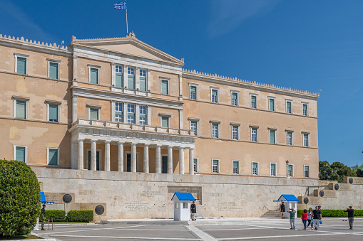 Syntagma square with the Greek parliament