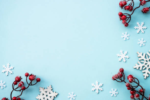 istock Christmas composition with holiday decorations on blue. 1644118091
