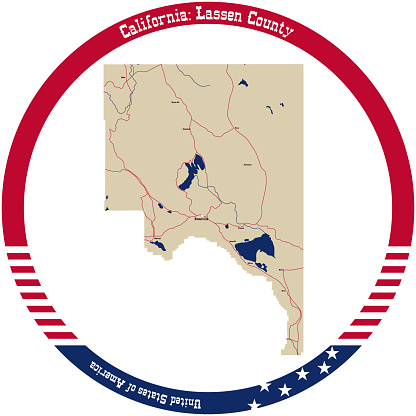円形に配置された米国カリフォルニア州のラッセン郡の地図 アメリカ合衆国のベクターアート素材や画像を多数ご用意 アメリカ合衆国